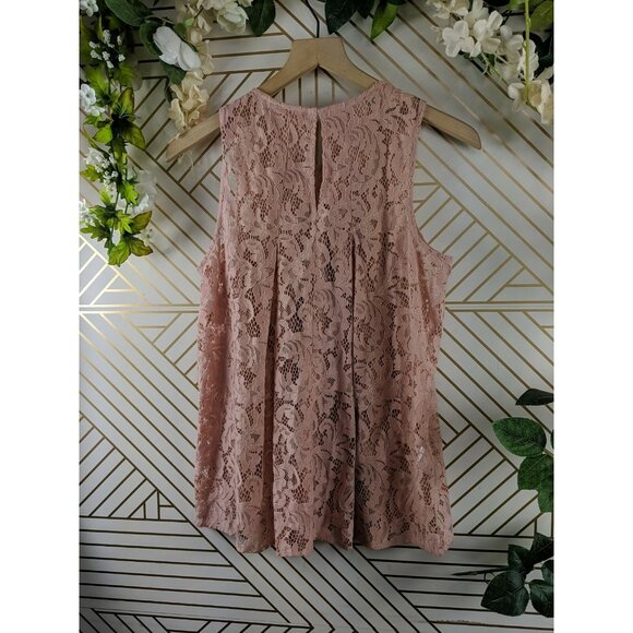 BCBGeneration Women's Pink Lace Sheer Tank Blouse Sleeveless Size Small - Picture 8 of 8